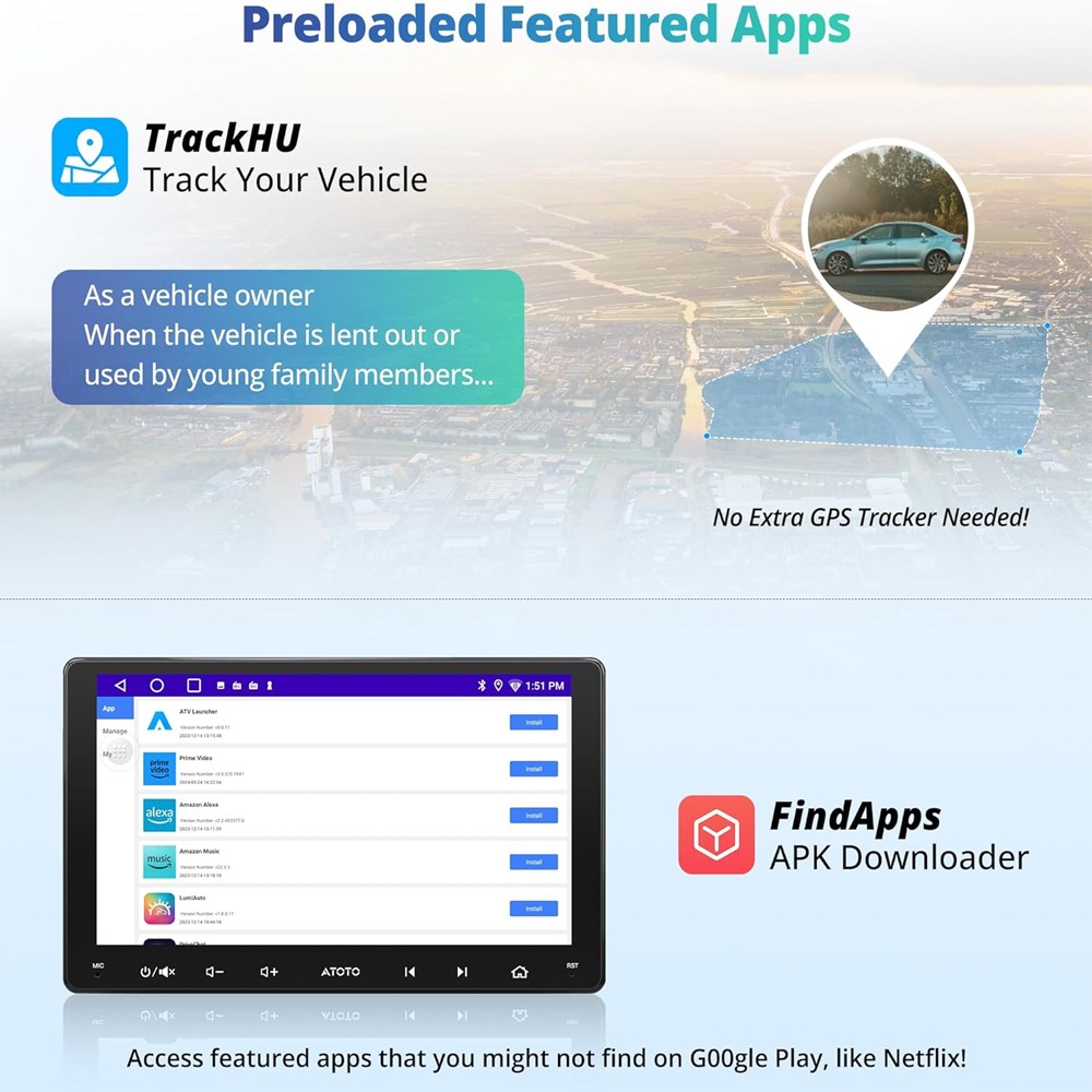ATOTO CarPlay 9 inch Screen Android 2Din Car Stereo GPS Radio Dash+Backup Camera