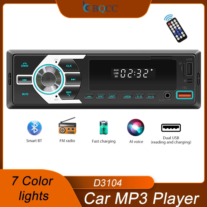 Car Stereo Radio 1 Din MP3 Bluetooth USB TF AUX FM