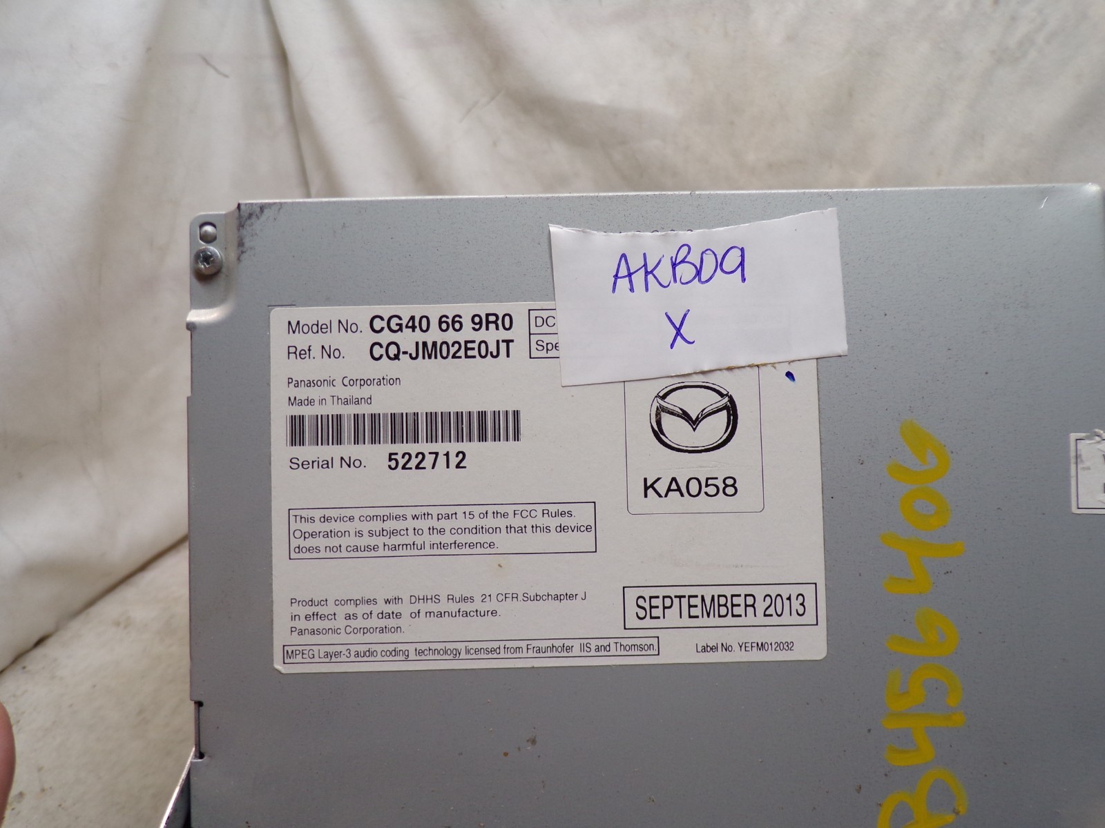 13 14 Mazda 5 AM FM Radio Cd Mp3 WMA AAC Player CG40669R0 AKB09
