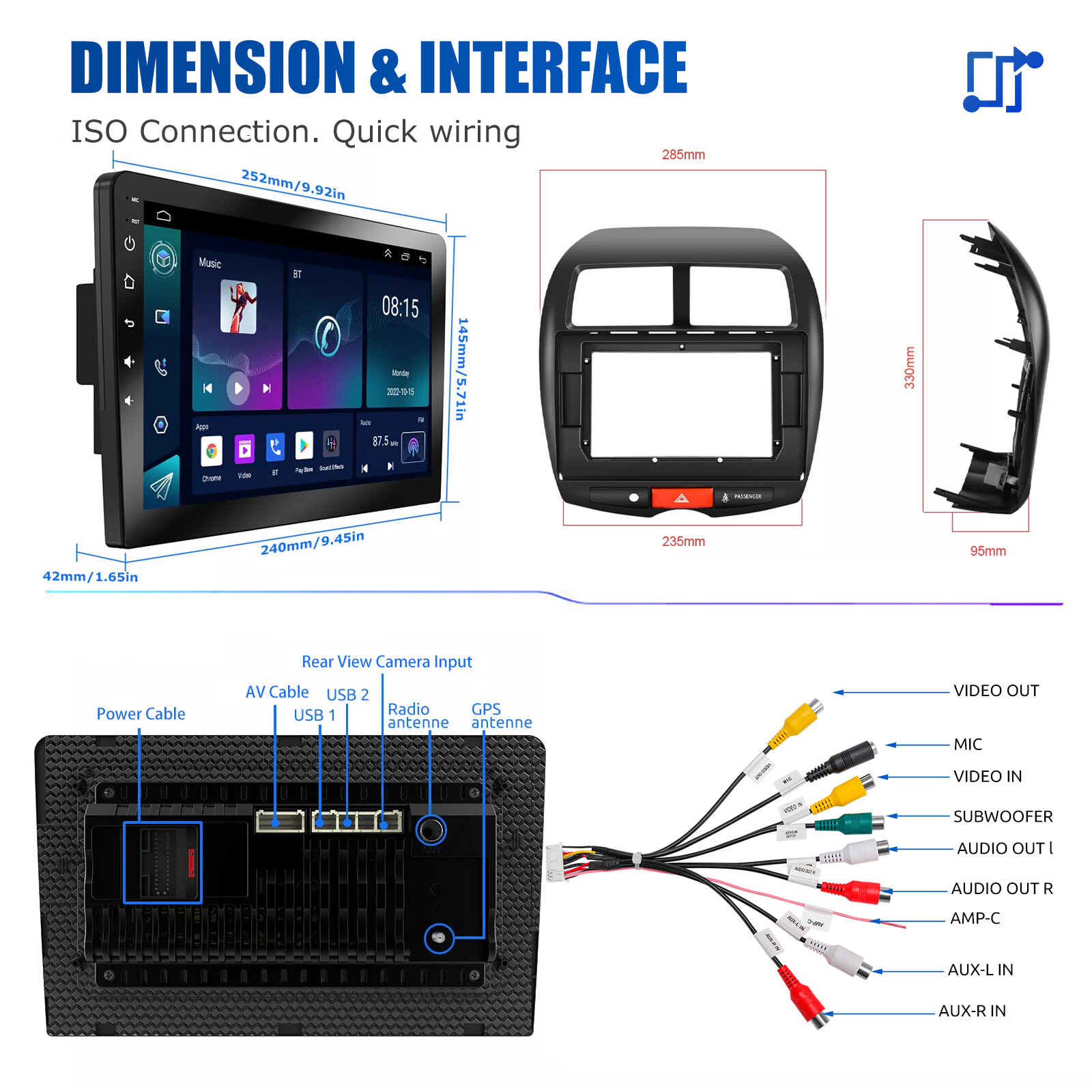 Car Stereo Radio GPS Navi WiFi Android 15 Carplay For Mitsubishi ASX 2010-2017