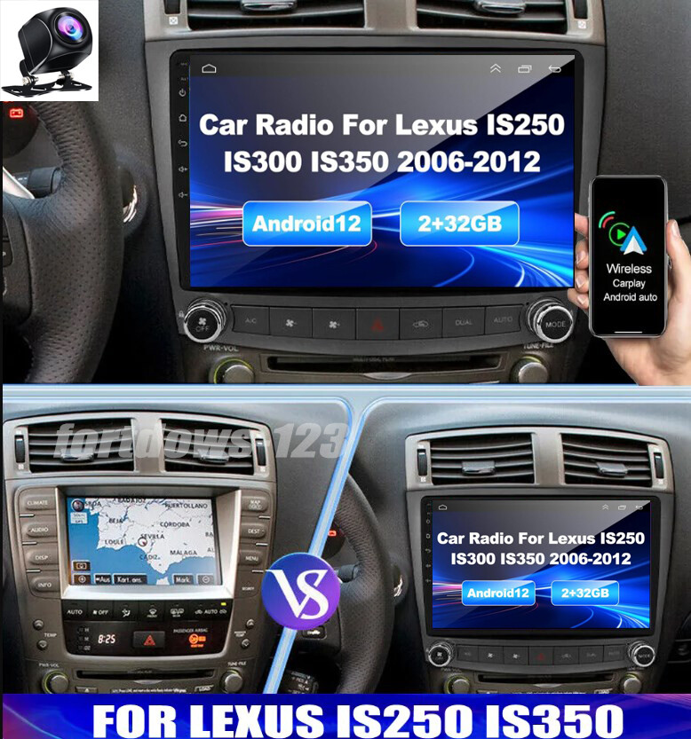 FOR LEXUS IS250 IS350 2006-2012 ANDROID 12 APPLE CARPLAY CAR STEREO RADIO FM/RDS
