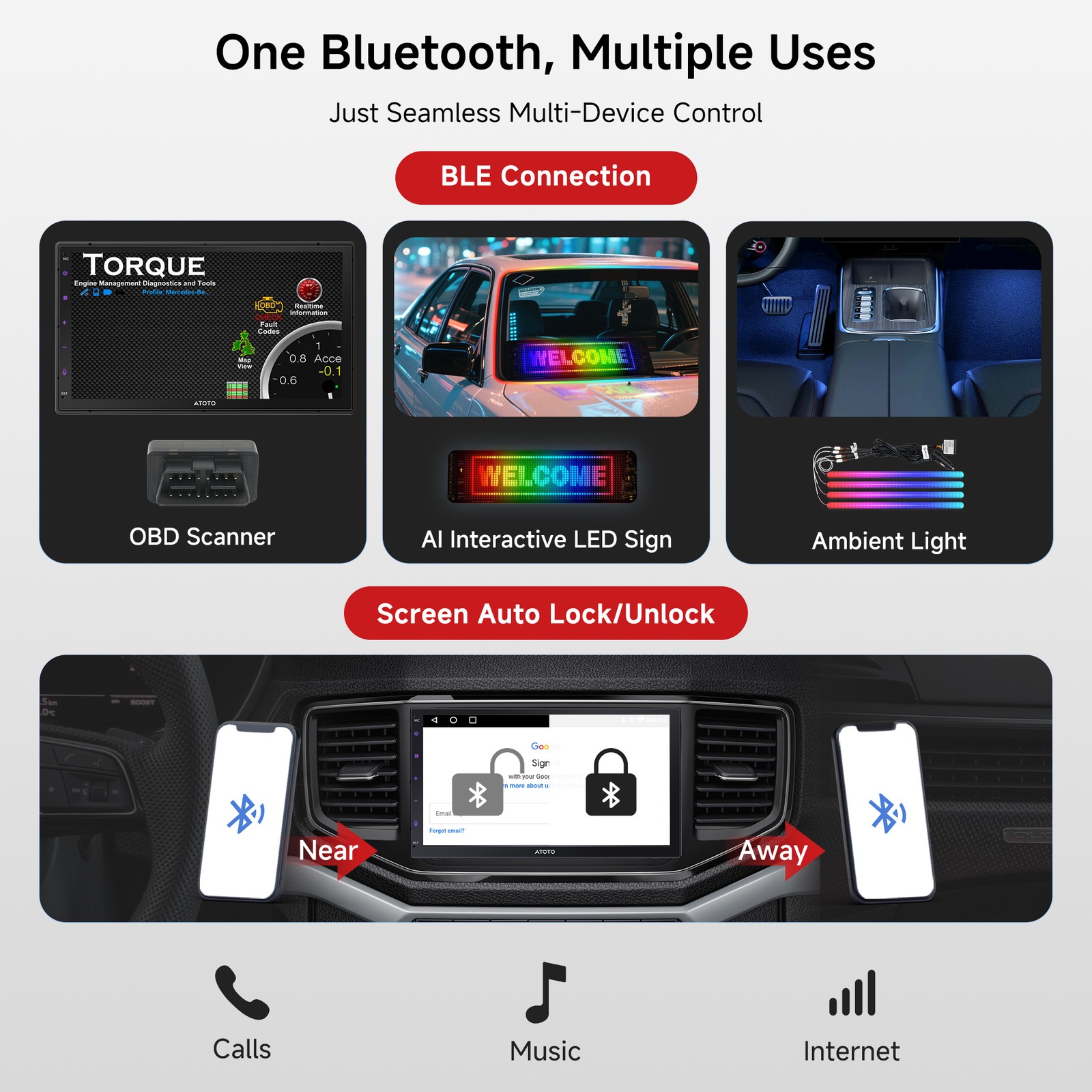 ATOTO A5L 7″ Double Din Car Stereo Wireless Android Auto Carplay Android OS 24EQ