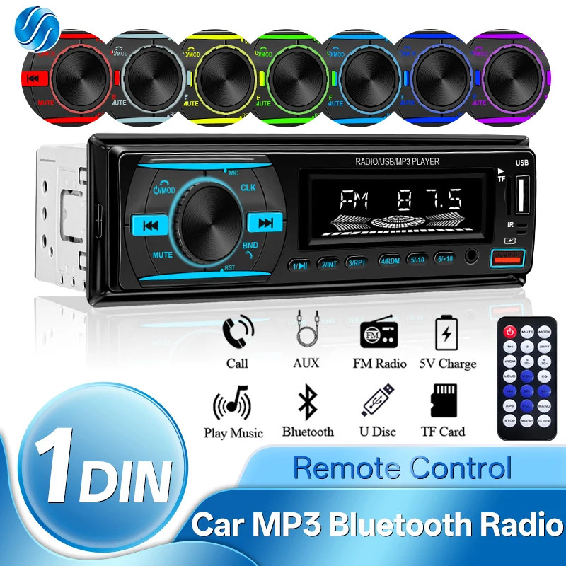 SingleDIN Car Radio Stereo Bluetooth MP3 Player FM AUX USB TF Card Digital Audio