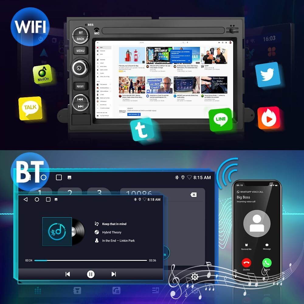 For F-250 F-350 Super Duty 2006-2014 Android 13 Carplay Stereo Radio 7″ GPS Navi