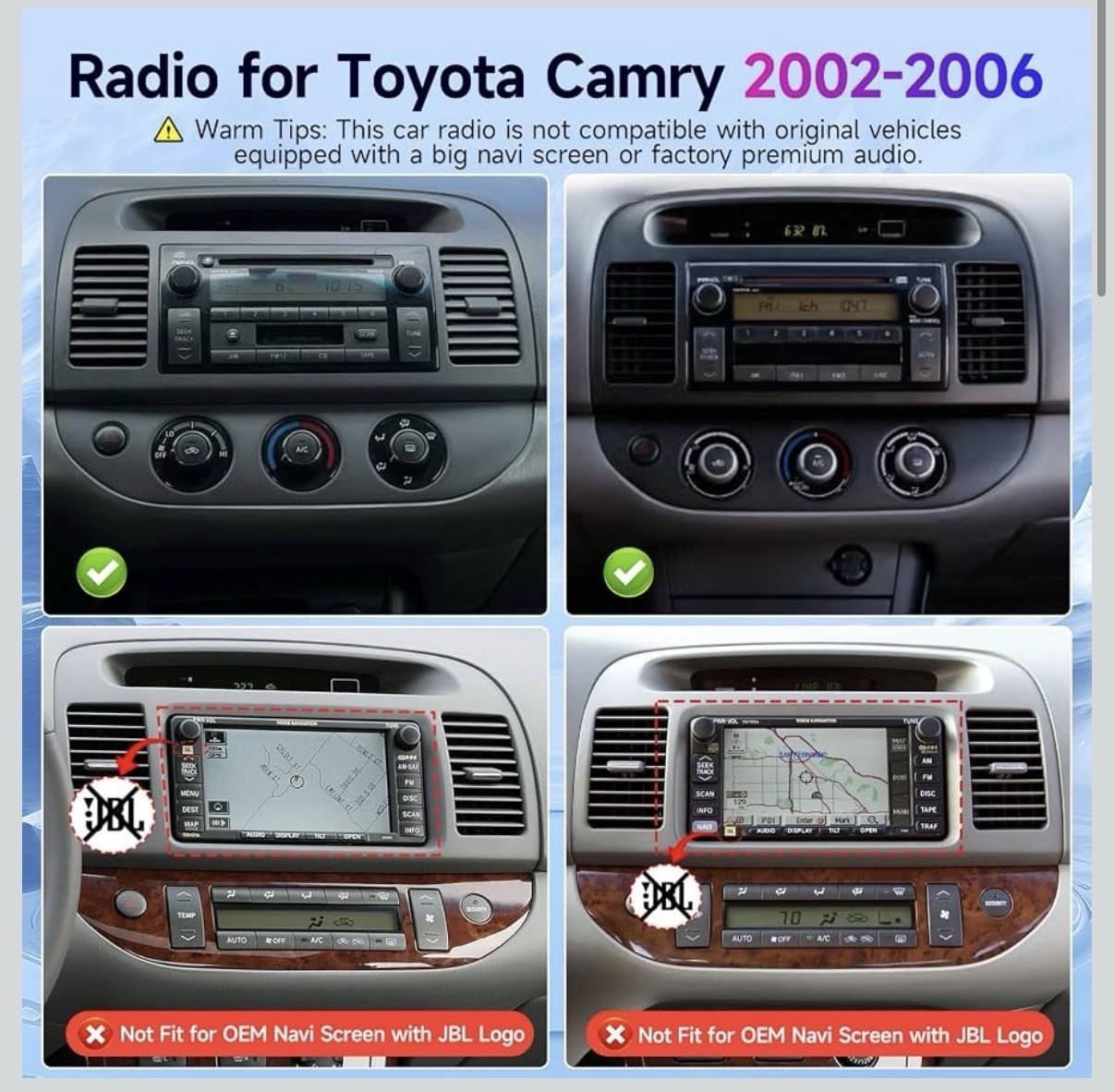 Carplay for Toyota Camry 2002-2006 Android Auto Car Stereo Radio GPS Navi WIFI