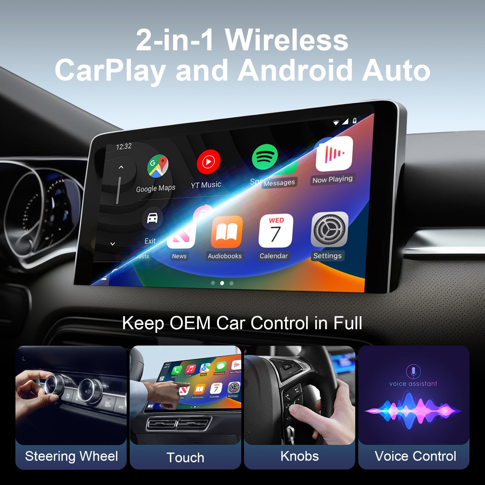 NEW Wireless USB Carplay Adapter Dongle For iPhone Apple Android Auto Plug &Play
