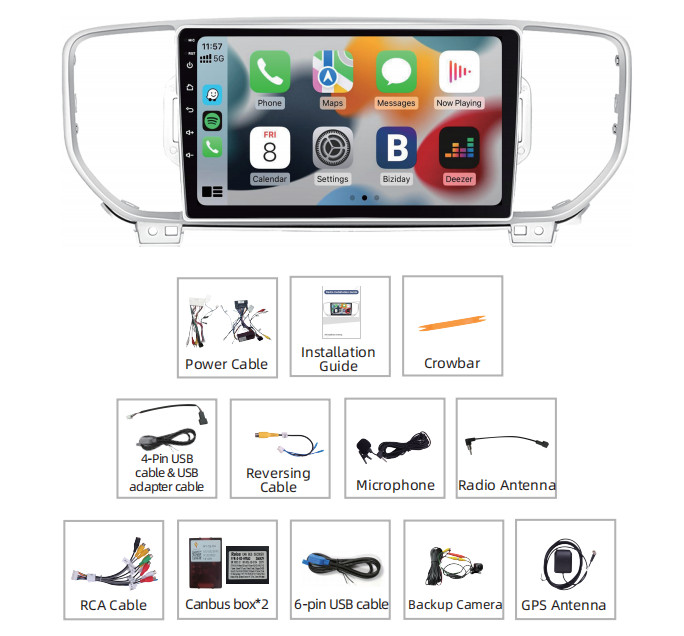 Car Radio Stereo Carplay For 2016-2019 Kia Sportage EQ Carplay
