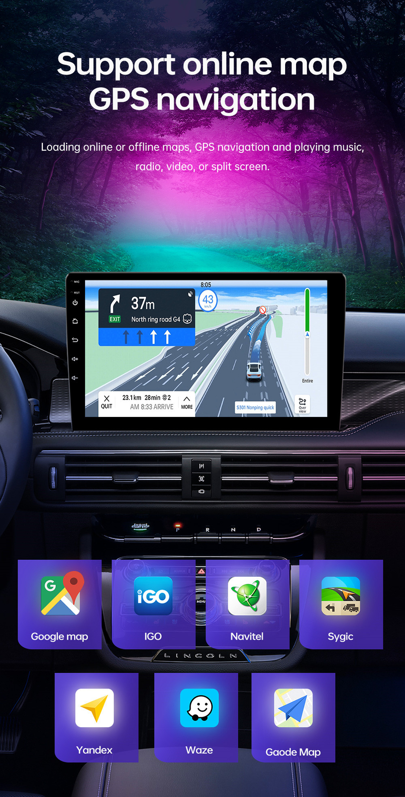 10.1”IPS Double 2 Din Car Stereo Radio GPS CarPlay Navi DSP SWC AM BT 8GB+256GB