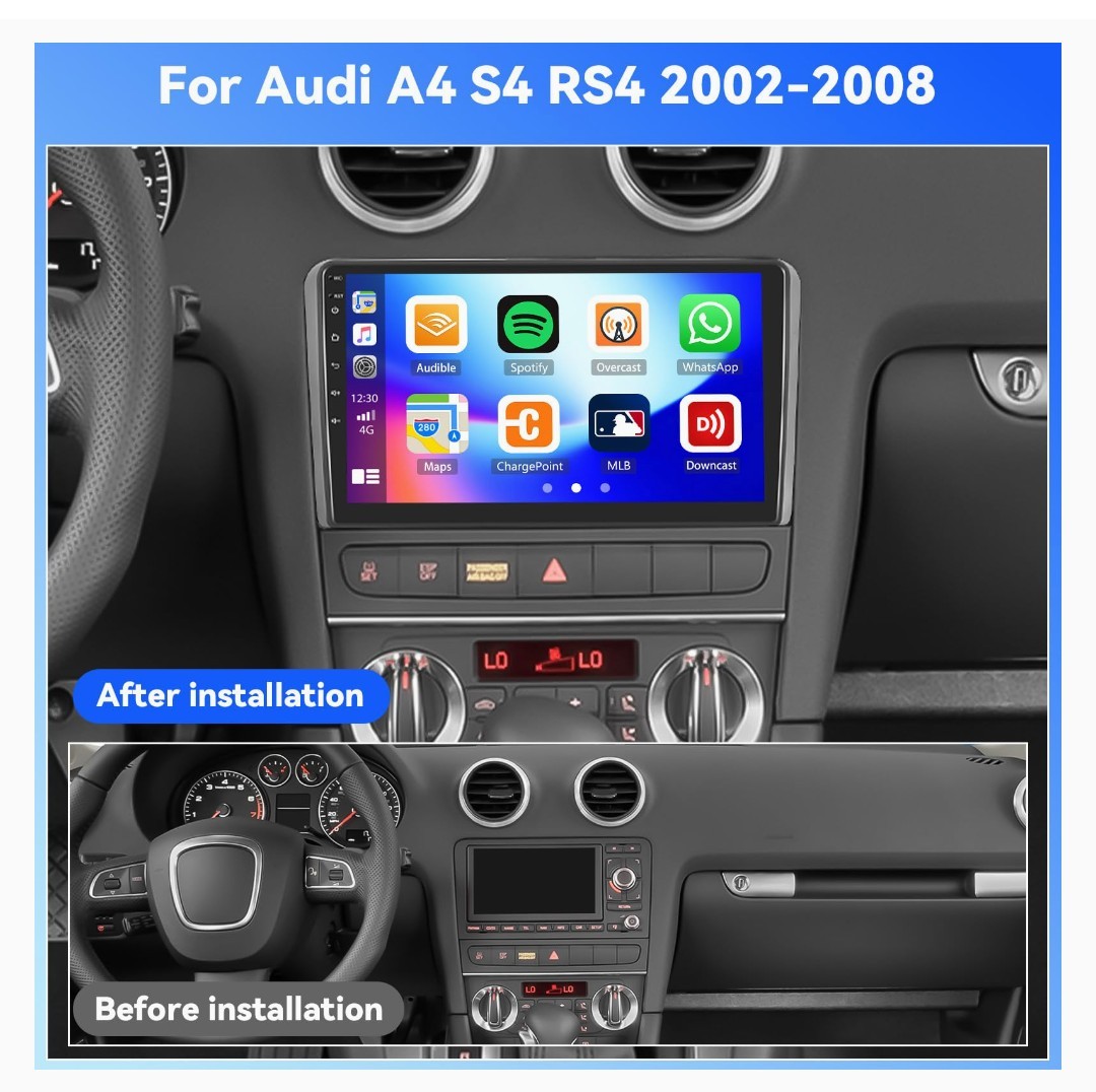 Car Radio Stereo for Audi A4 S4 RS4 2002-2008 Carplay Android Auto 2+64G 9 Inch
