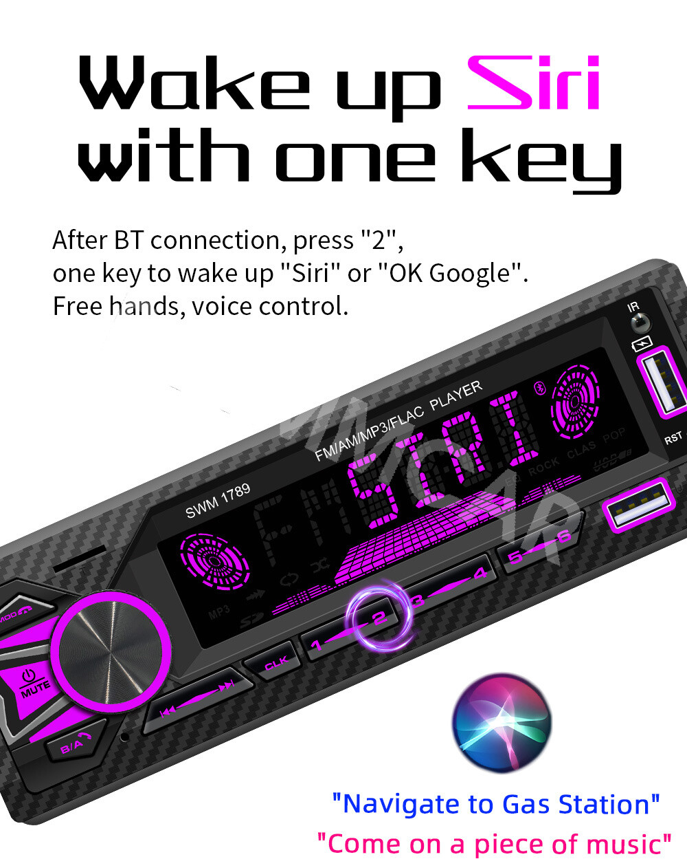 Single 1DIN Car Stereo Radio MP3 Player Bluetooth FM USB Audio In-Dash Head Unit