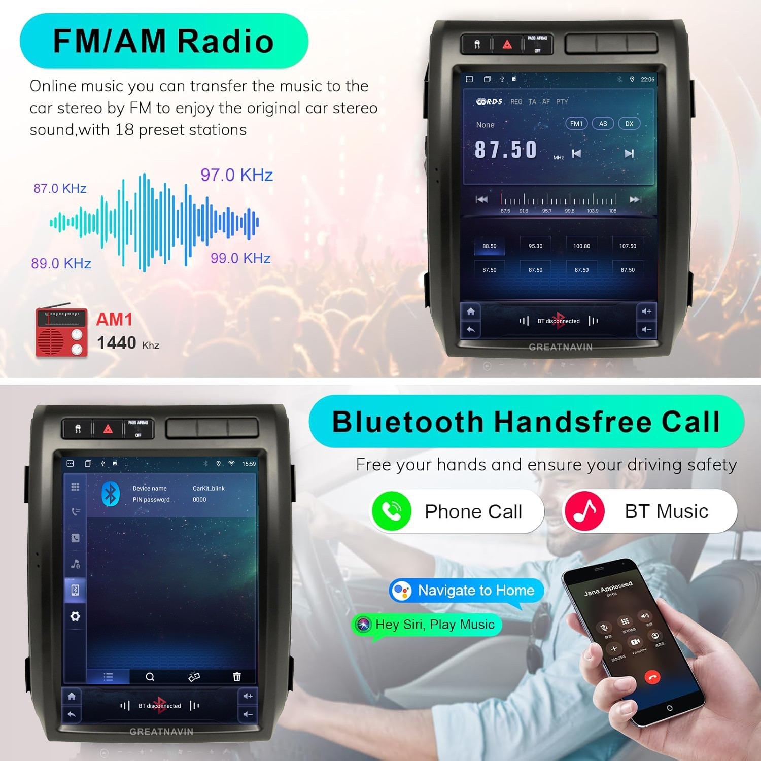 tesla bluetooth carplay For Ford F-150 2009-2012 GPS screen Radio WIFI Androind