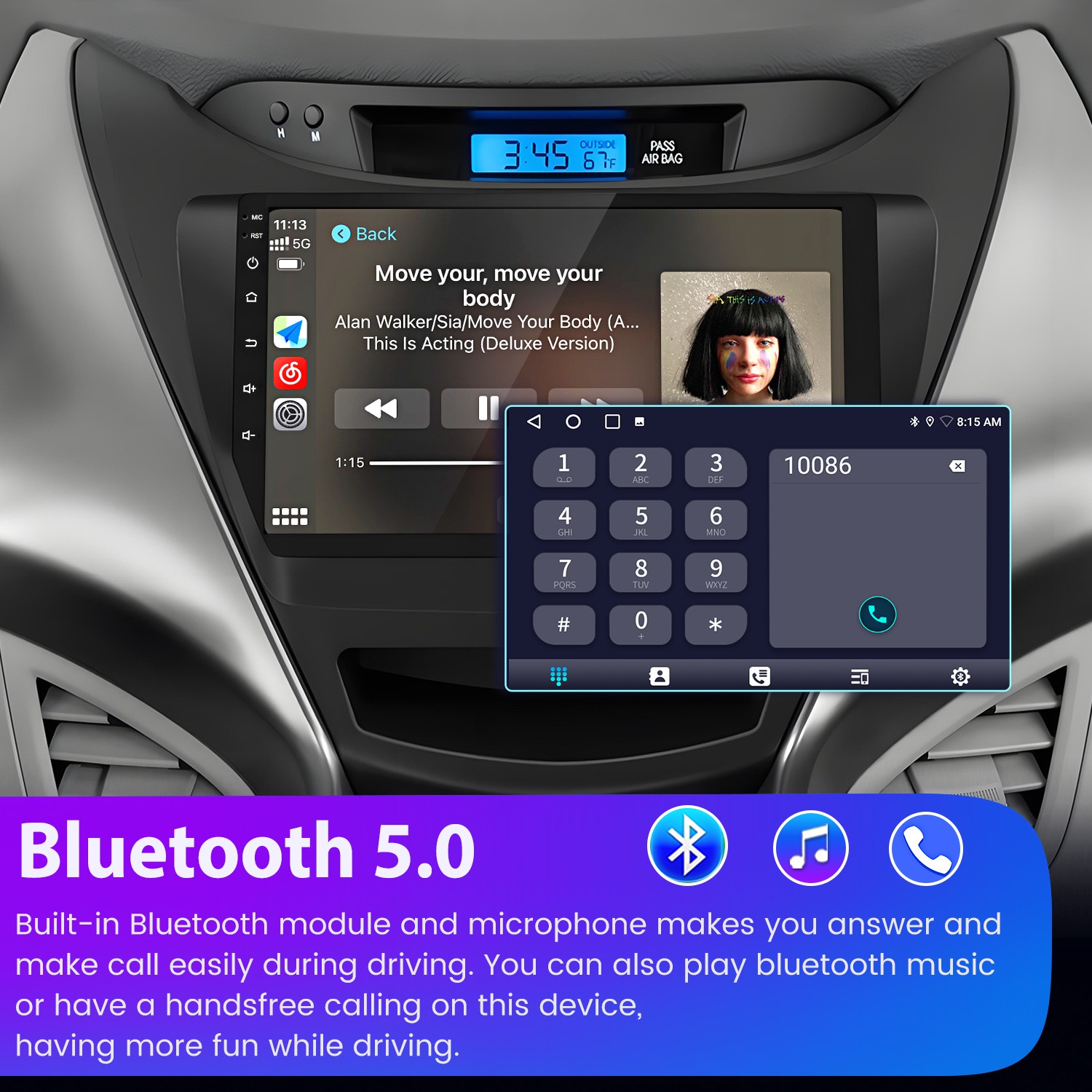 6+128G Carplay Android15 Car Stereo Radio GPS Navi For Hyundai Elantra 2012-2014