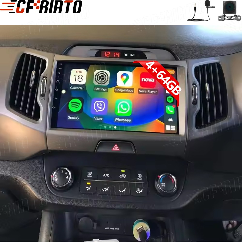 4+64GB For KIA Sportage 3 2010-2016 Android 15 Car Stereo Radio Carplay GPS +AHD