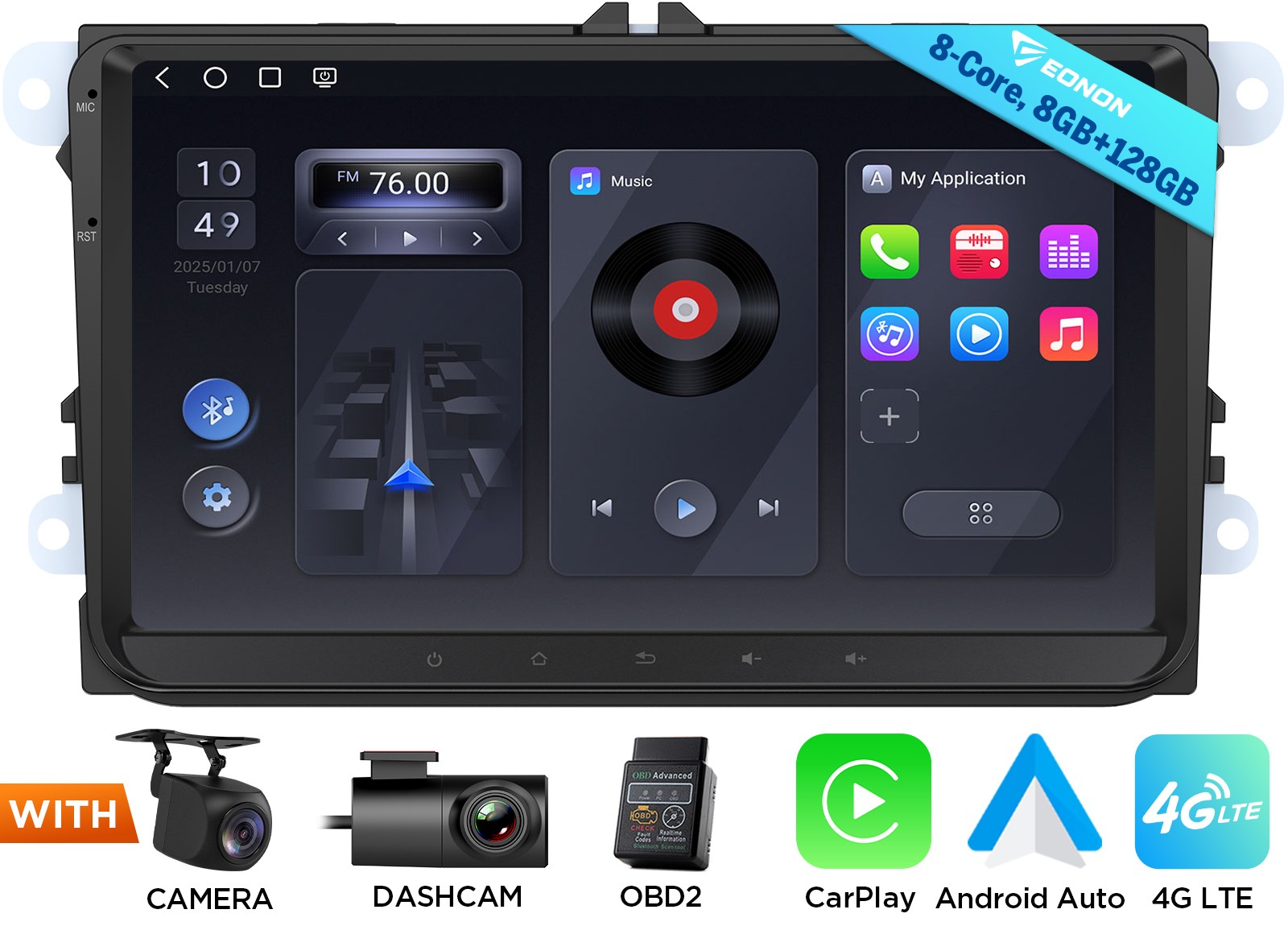 9″ QLED 8+128 Android 13 for VW Golf GTI MK5 2006-2009 Car Radio CarPlay HD GPS