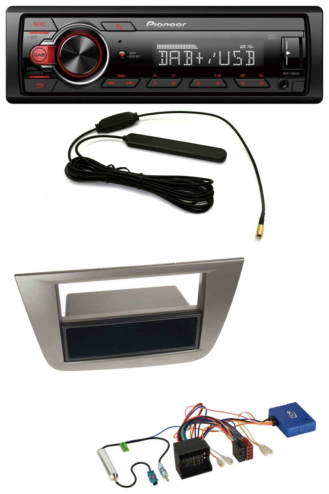 Pioneer MP3 DAB 1DIN CAN-Bus USB Car Stereo for Seat Toledo 2004-2009 Charcoal