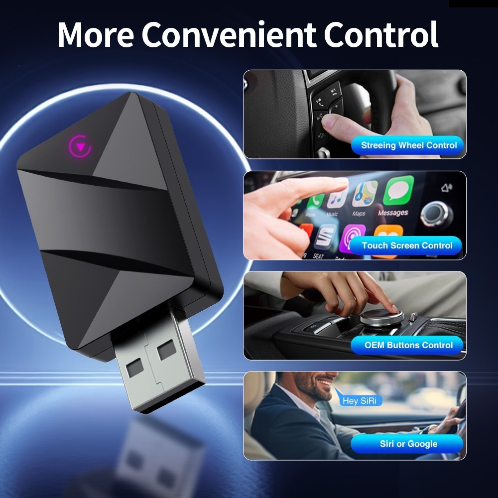 USB Wireless CarPlay Adapter for Apple iPhone & Android Auto Dongle Plug＆Play US