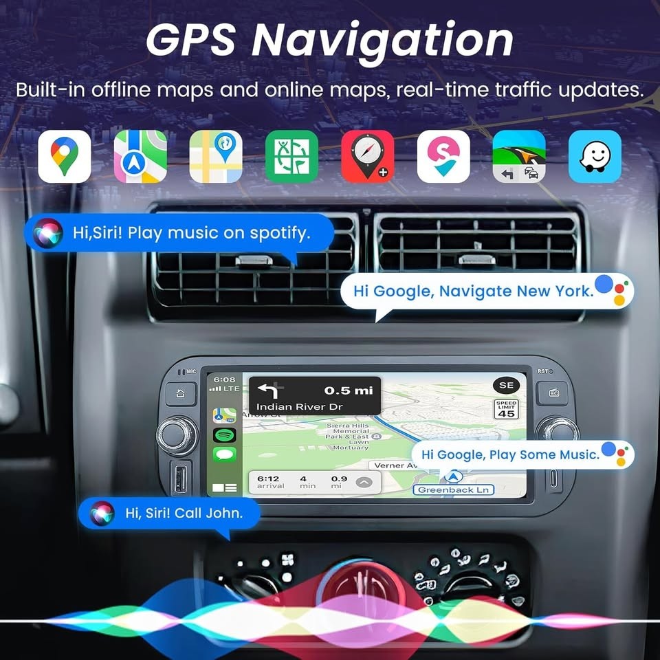 Dodge Ram 2002-2006 Jeep 1999-2006 6.8in CarPlay Android Auto Radio