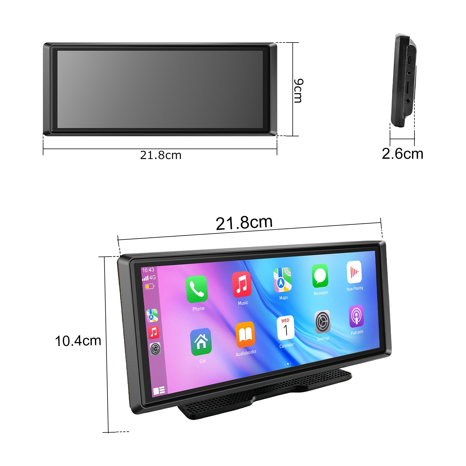 8.1″ Large Screen Portable Carplay Android Auto With Cam Car Stereo SAT NAV BT