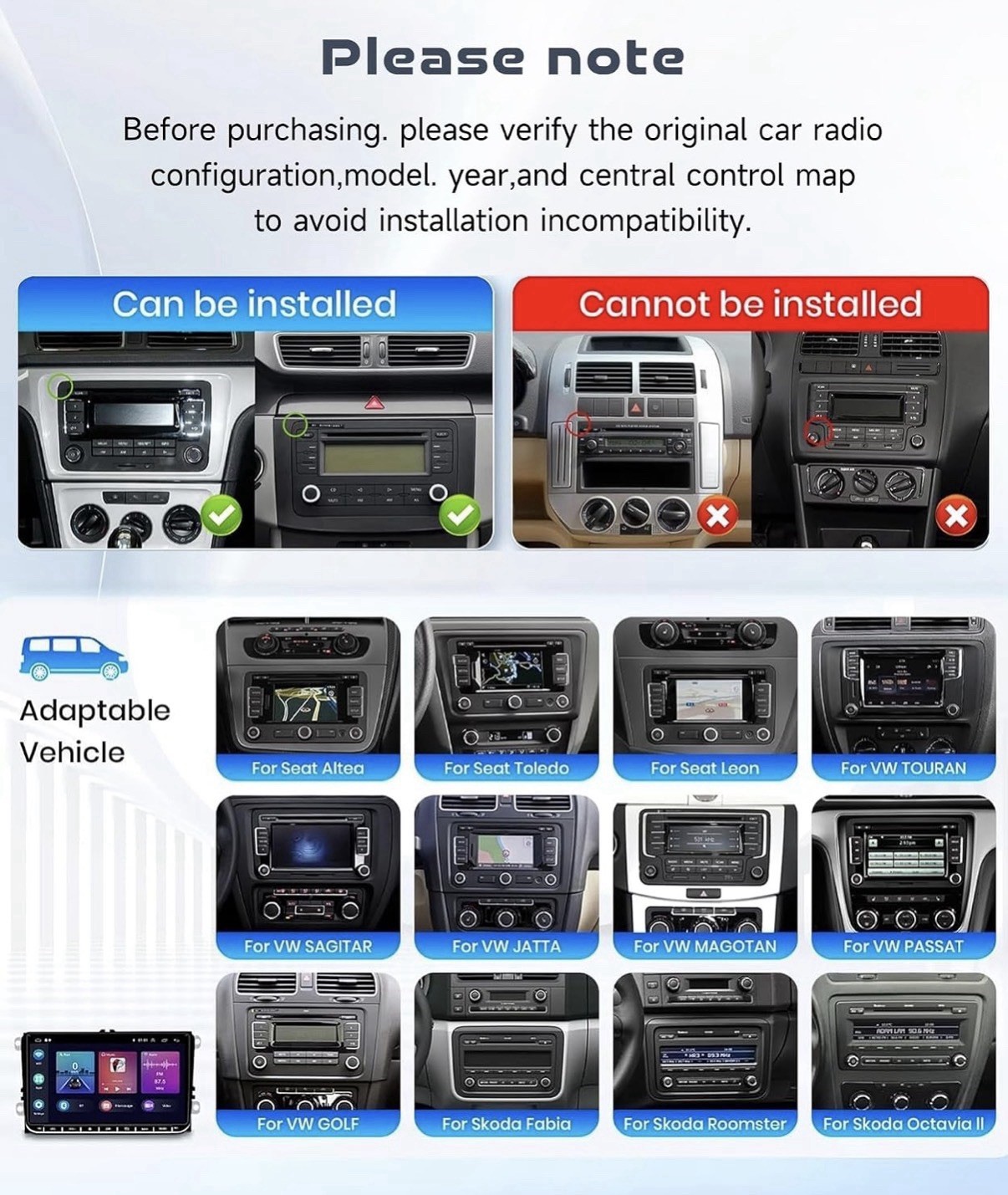 4+64g Carplay for Volkswagen Jetta Passat Tiguan Golf Android Auto Car Radio BT