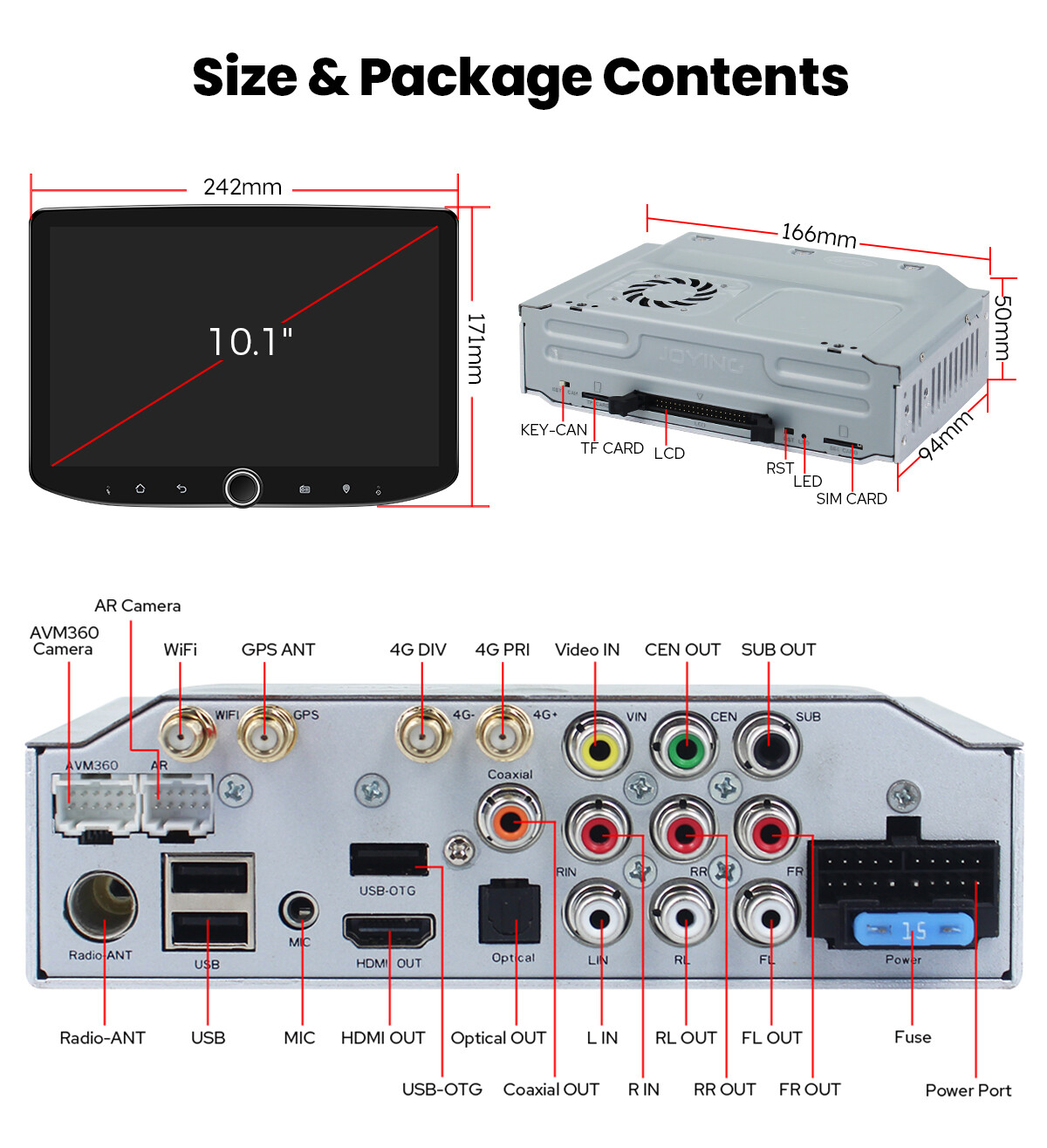 JOYING 10.1 Inch Android 13 Single Din Car Stereo with Physical Volume Knob FM