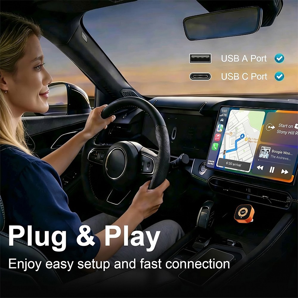 4 in 1 Wireless CarPlay Adapter for Apple iPhone/Android Auto/AirPlay/Miracast