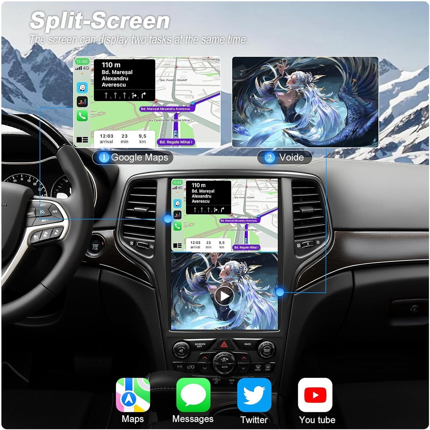 Jeep Grand Cherokee 2014-2022 12.1″ Touchscreen Radio CarPlay GPS 4GB 64GB