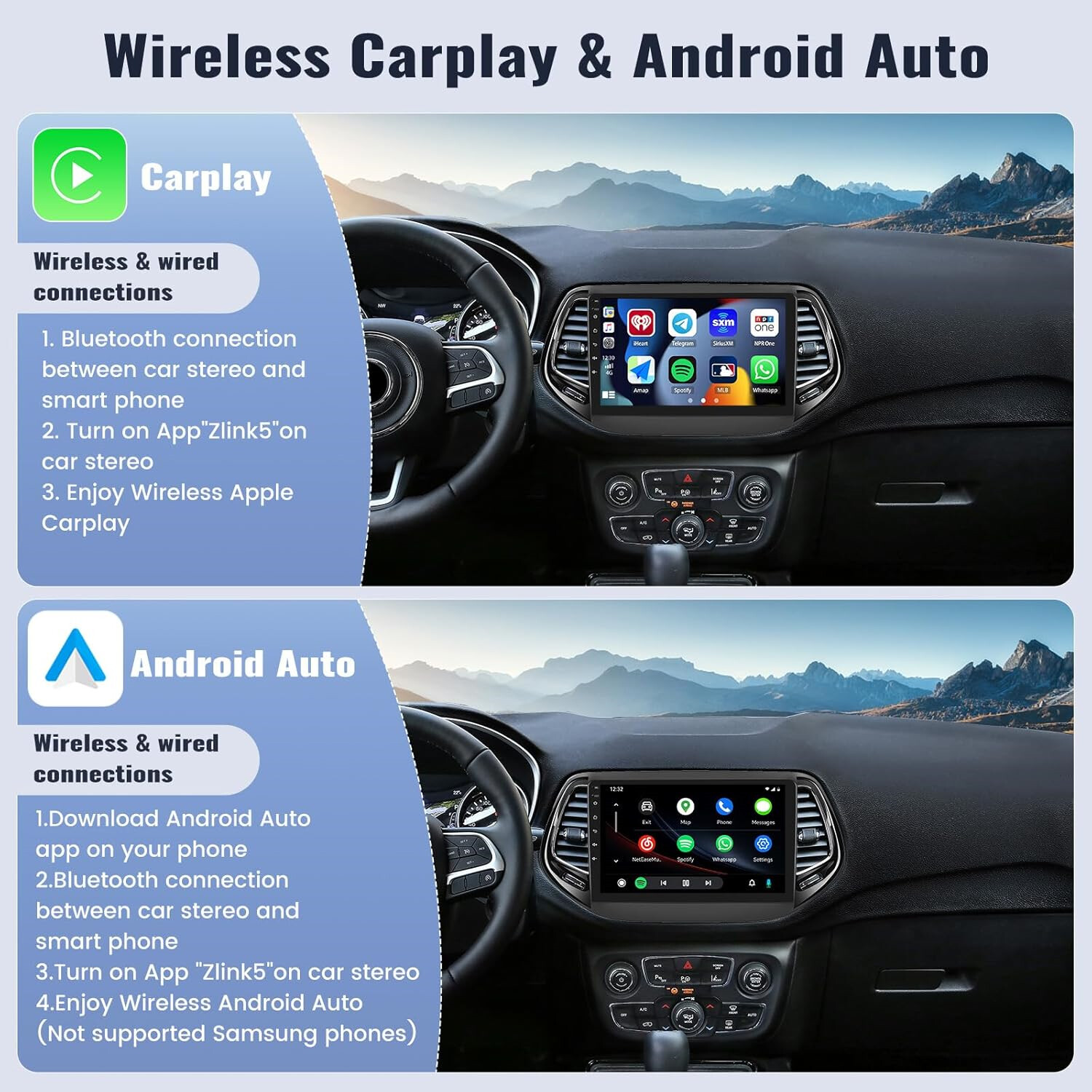 10″ For Jeep Compass 2017-2019 Android 15 Car Stereo Radio CarPlay GPS Navi 32G