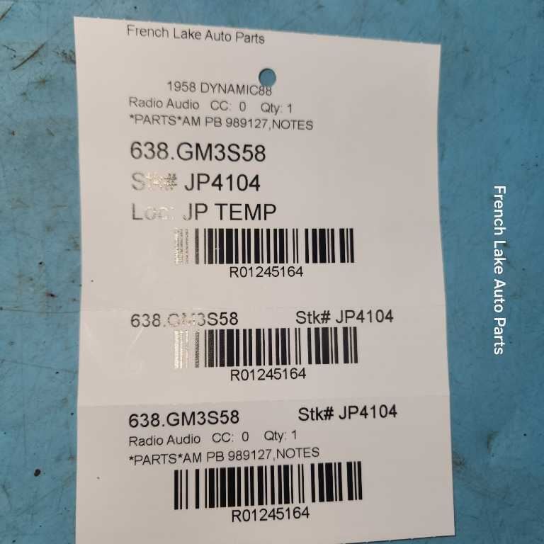 UNTESTED PARTS Radio 989127 Fits 1958 DYNAMIC 88 1245164