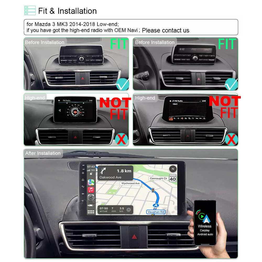 Car Radio Stereo Carplay For Mazda Mazda 3 4+64G 9in Carplay 4+64G