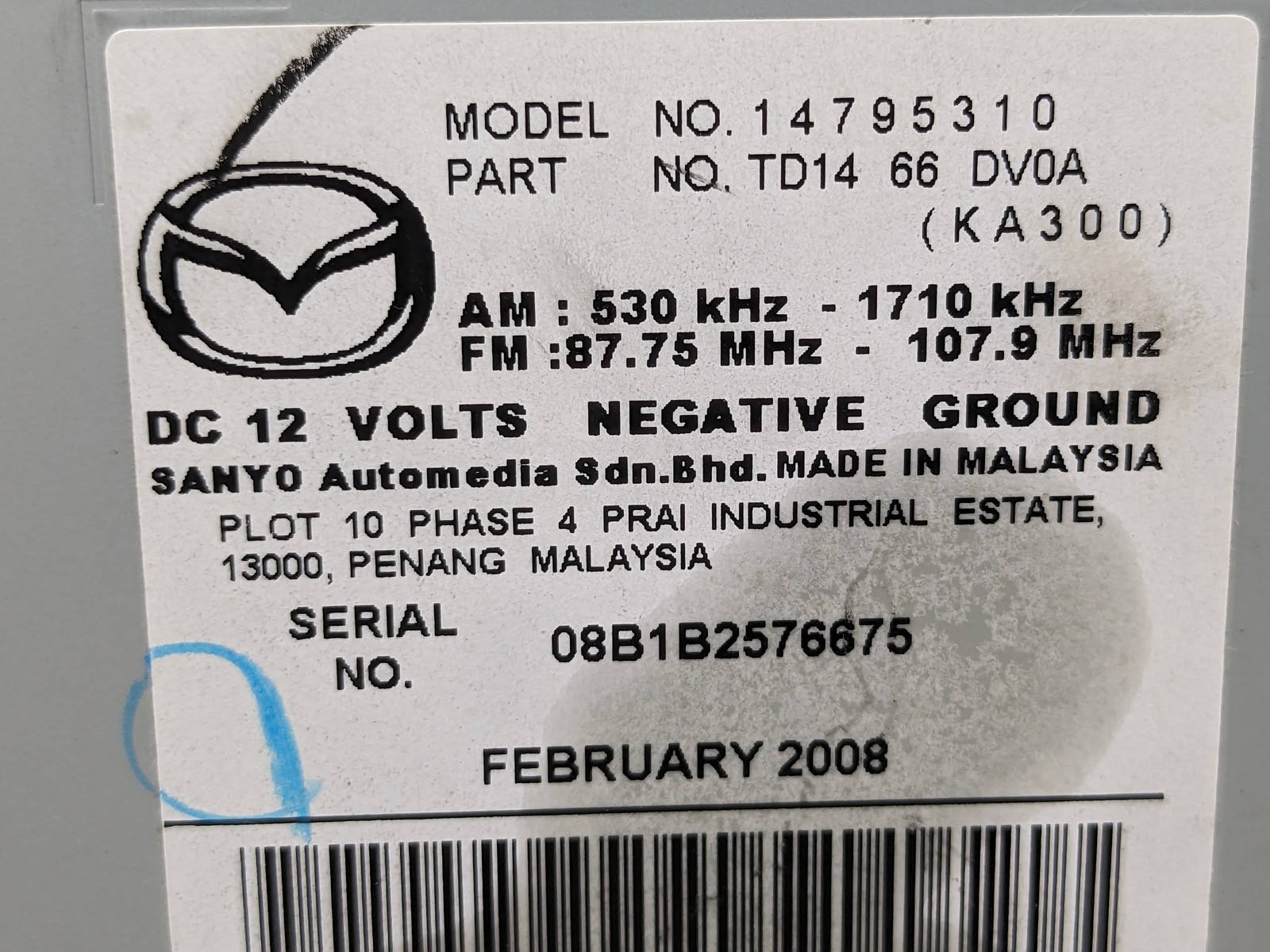 2007-2009 Mazda CX9 CX-9 RADIO NAVIGATION Screen Display TD14 66 DV0A