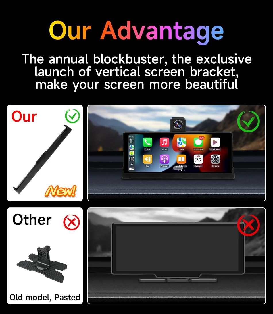 10.26 inch UHD Car DVR 4K Dashcam WirelessCarPlay/Android Auto 5G WiFi Dashboard