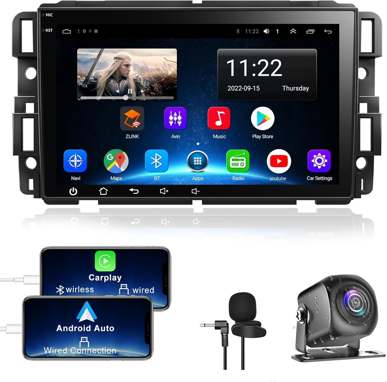 For Chevy Silverado 2007-2013 1500 2500 64G Carplay Stereo 8″ Radio GPS SWC RDS