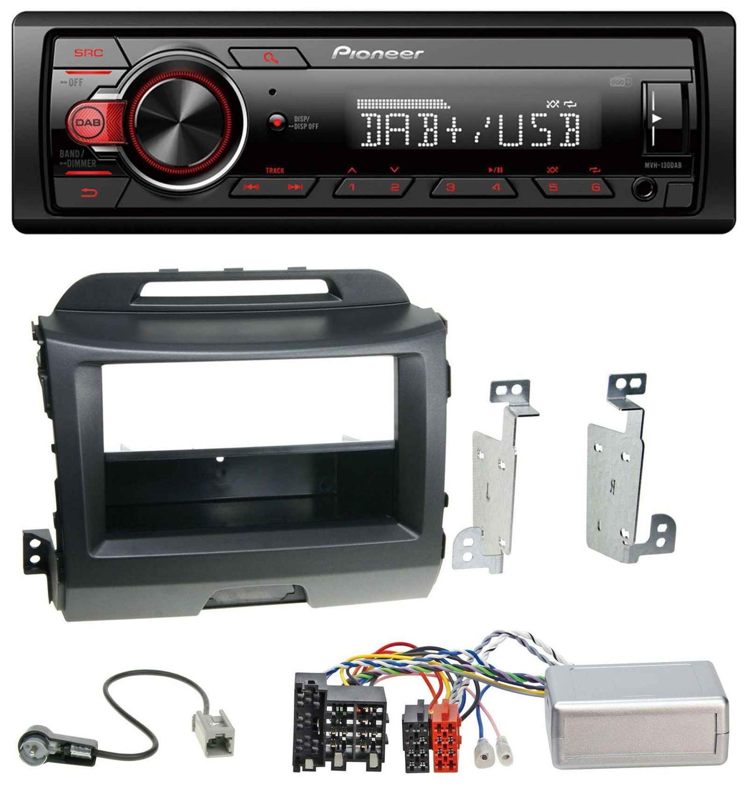 Pioneer MP3 1DIN DAB USB Steering Wheel Car Stereo for Kia Sportage 3 10-15 Black