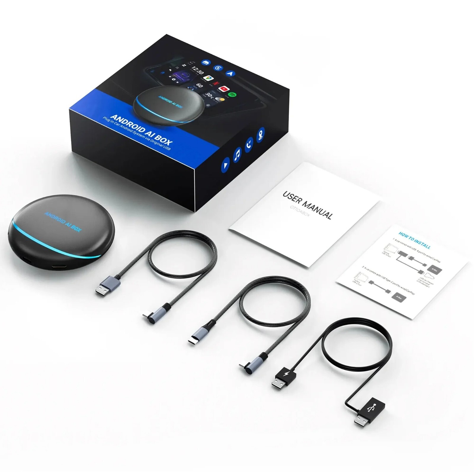 Dreryrit CarPlay AI Box Android 12 Adapter-Wireless Android Auto-TV Adapter