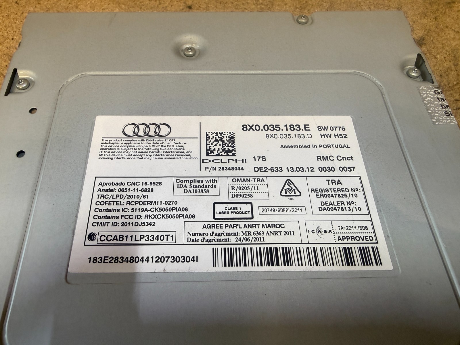 2012 AUDI A1 8X STEREO RADIO HEAD UNIT CD PLAYER MULTIMEDIA 8X0035183E