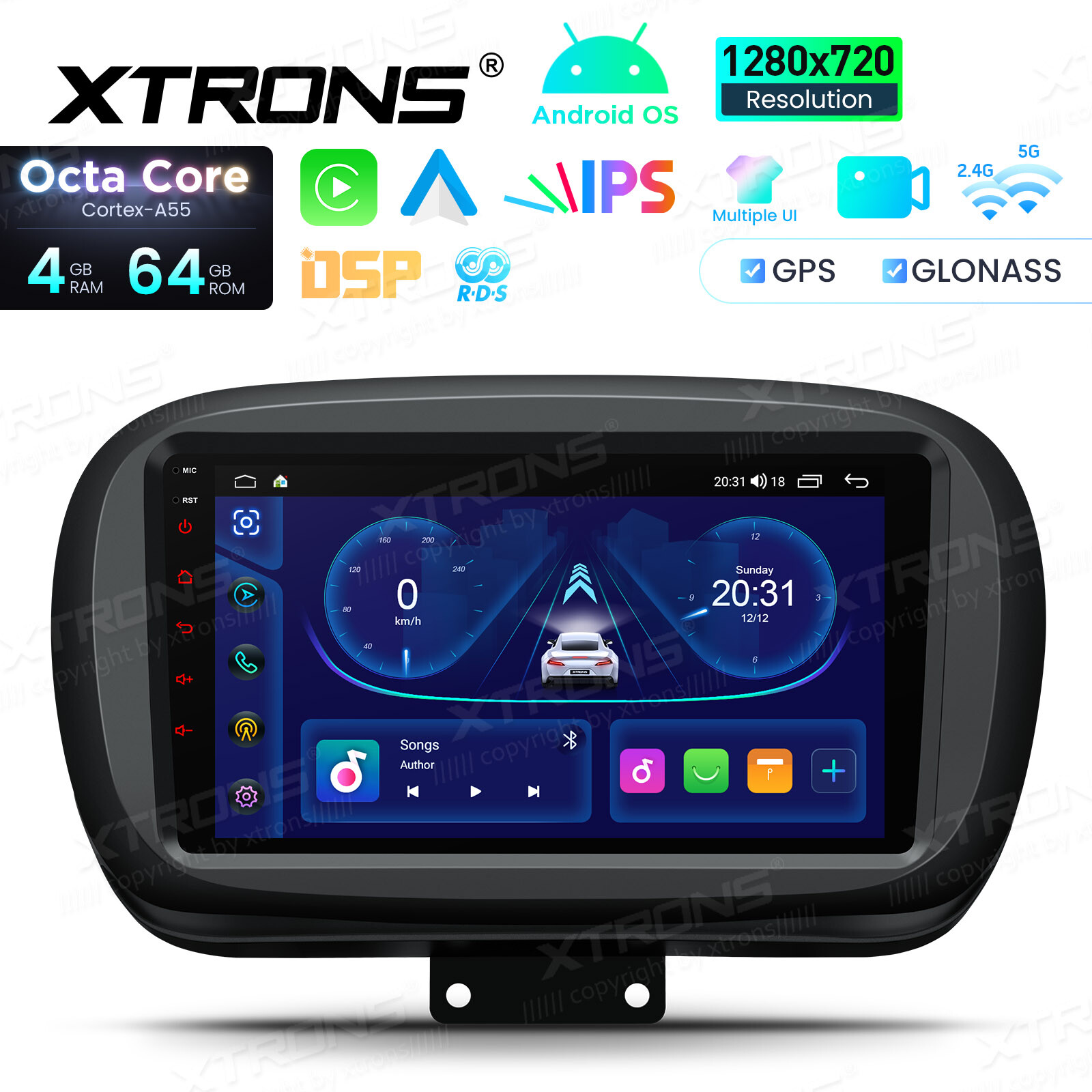 9″ Android 14 Octa Core 4+64GB CarPlay GPS Stereo Radio For Fiat 500X 2015-2020