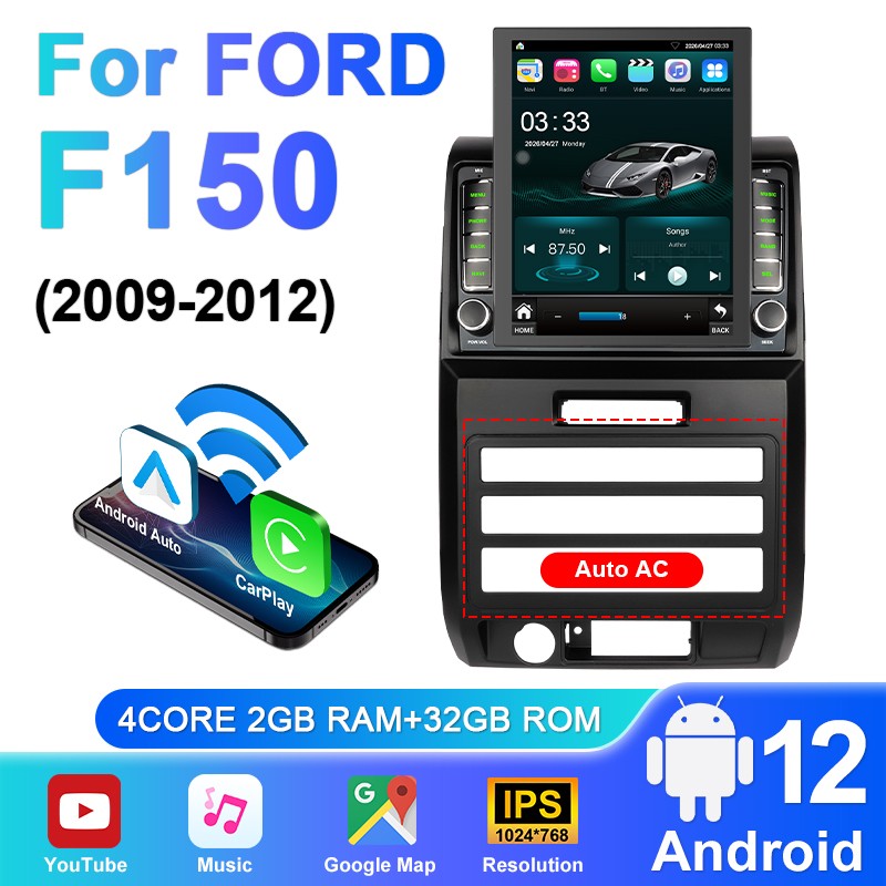 9.7″ Apple CarPlay for Ford F-150/F150 2009-2012 Stereo 2+32GB GPS Radio Navi BT
