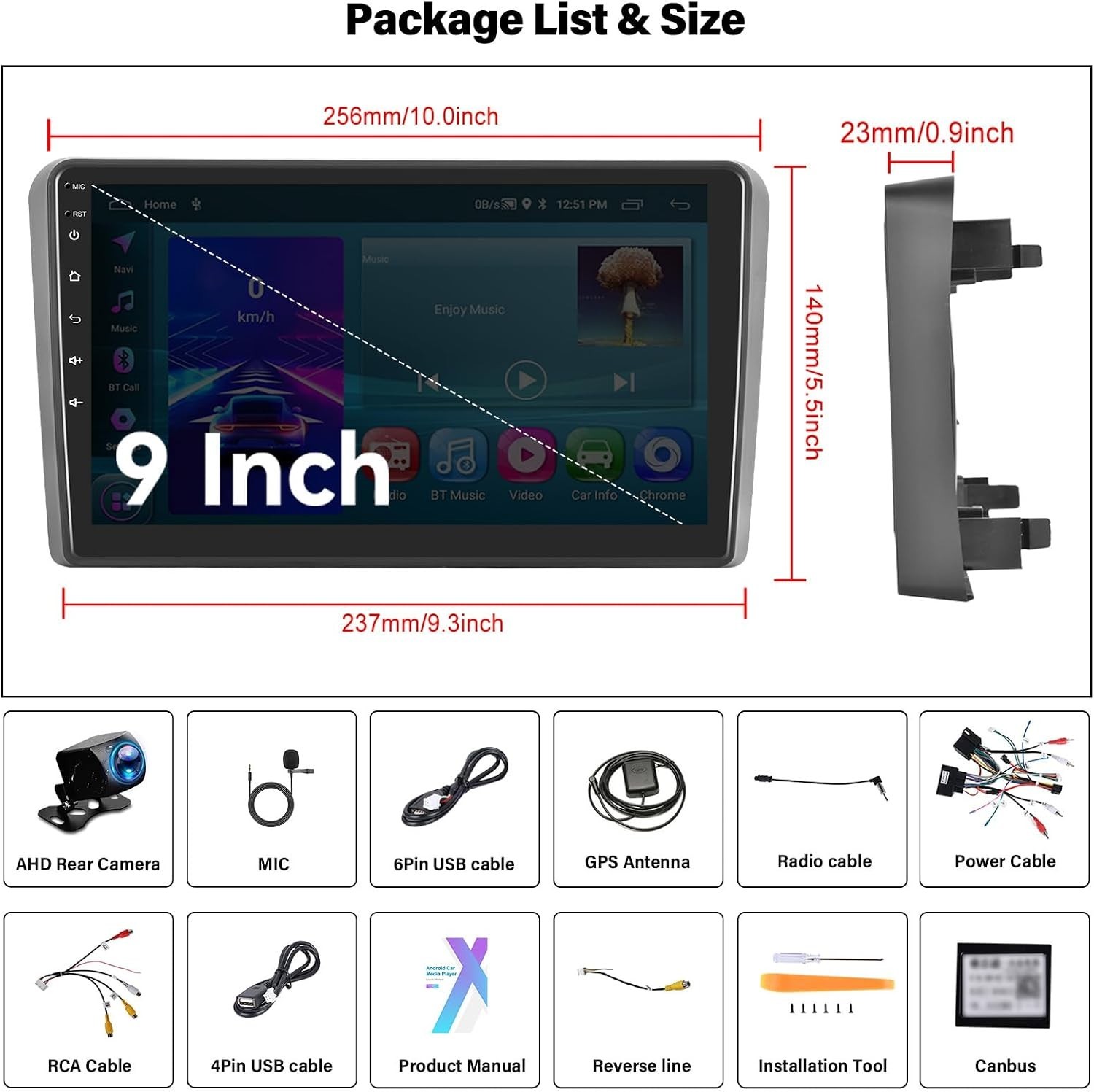 Audi A3 2008-2012 Wireless CarPlay Android Auto 9 inch Car Stereo