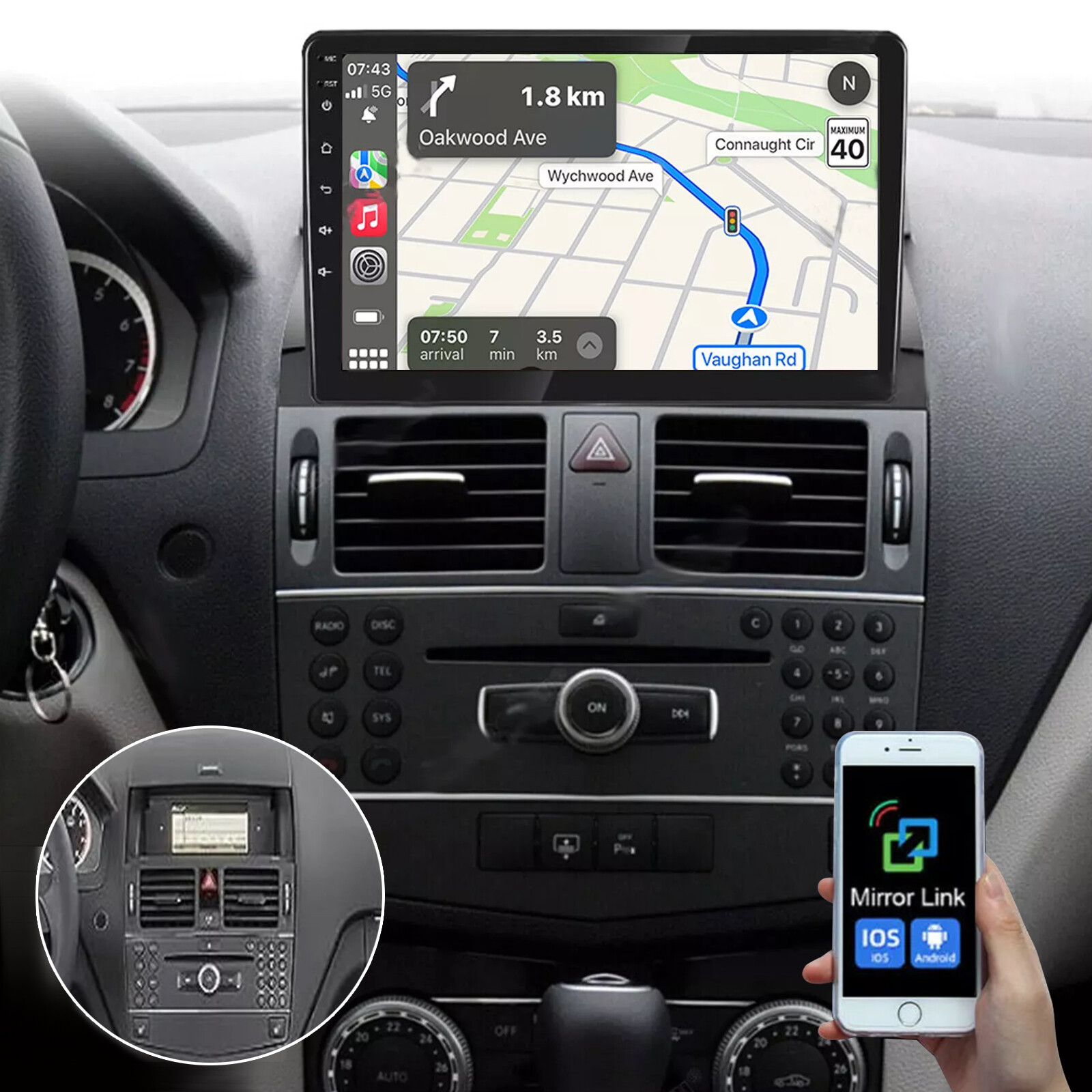 FOR MERCEDES BENZ C300 2008 2009 2010 CAR Stereo RADIO Android 13 GPS Navi RDS