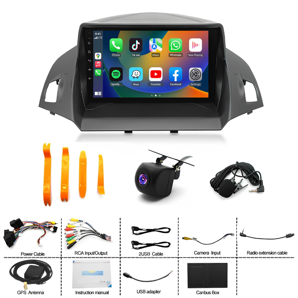 2+32GB For Ford Escape Kuga 2013-2016 Android 13 Car Stereo Radio GPS W/Camera