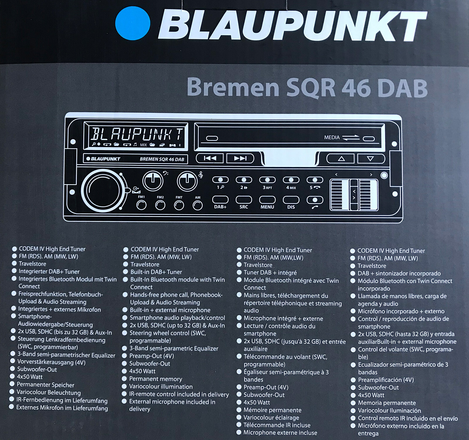 Retro car stereo radio Blaupunkt Bremen SQR 46 DAB Bluetooth USB MP3 AUX OEM