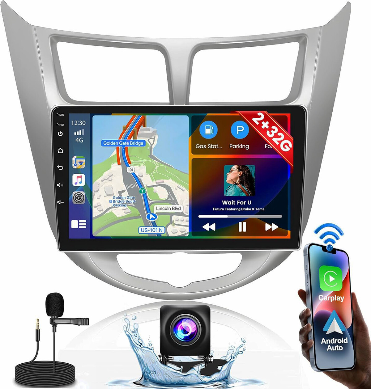 2+64G Car Stereo Radio GPS BT FM For 2011-2019 Hyundai Accent Android 15 Carplay