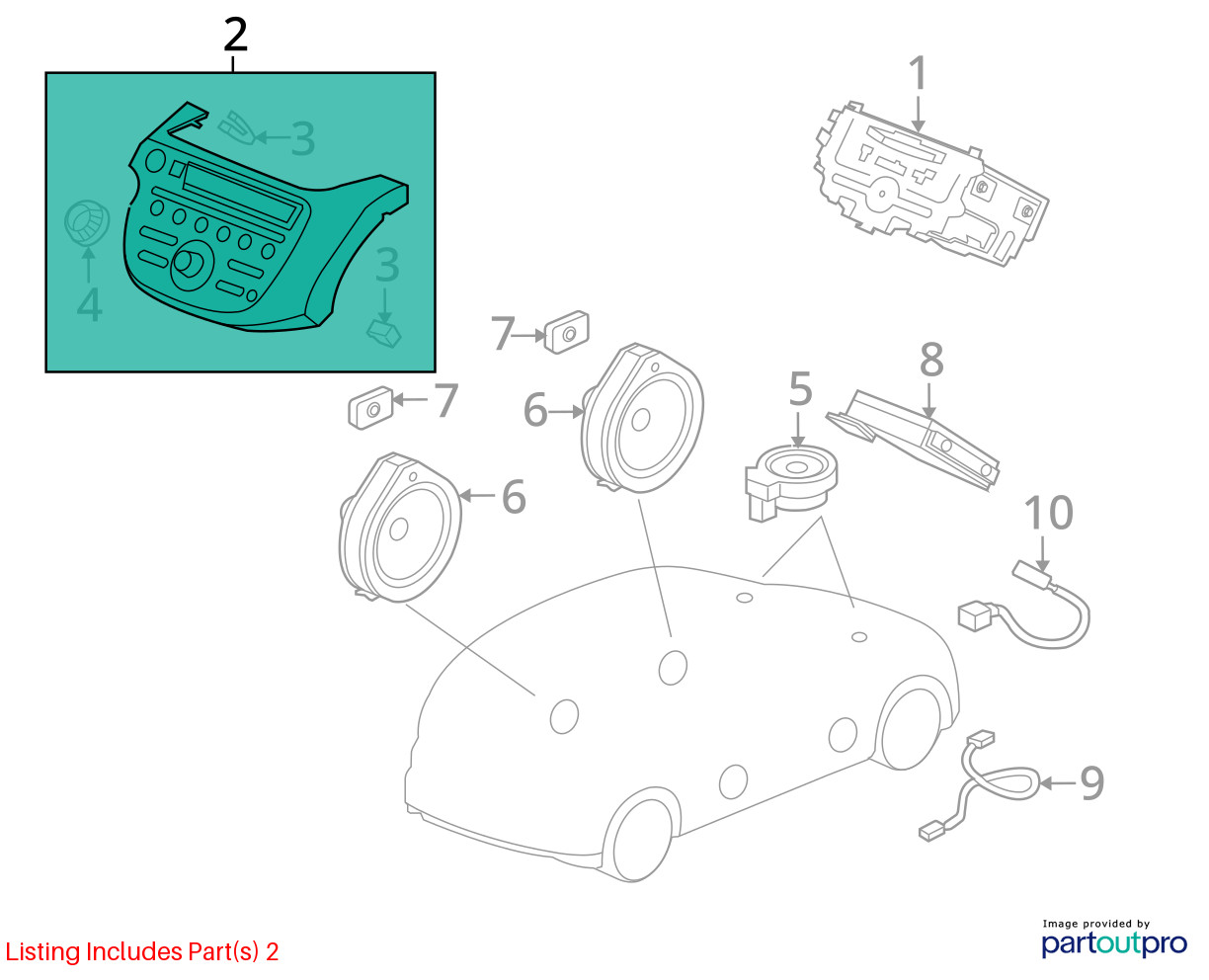 2009-12 Honda Fit (US Market) Radio Control Panel W/O Nav *ONLY* PN: 8413120Z01A