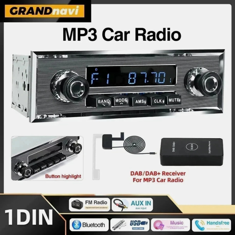 Retro Classic Car Audio Radio MP3 Player FM AUX fits W108 W111 W113 W114 W121