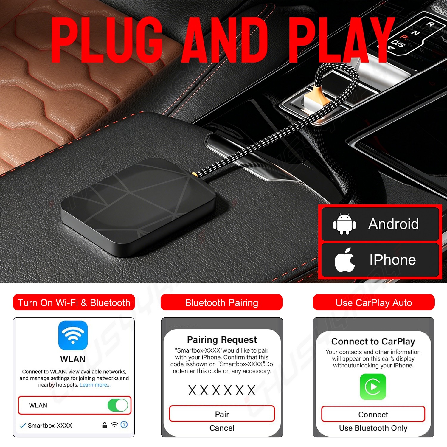 For Acura RDX 2019-2024 Car Wireless CarPlay Dongle Adapter Apple and Android