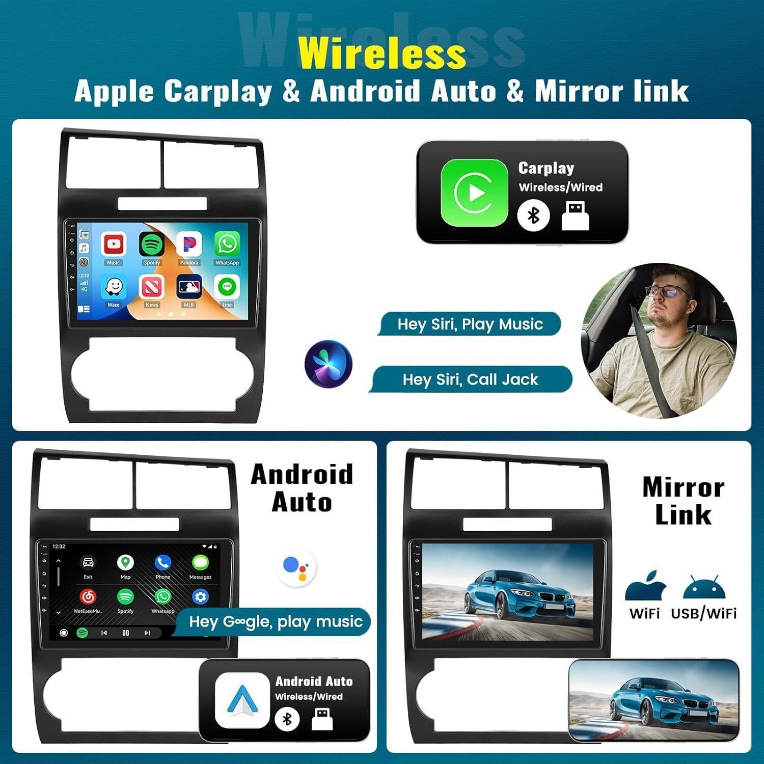4+64G For Dodge Charger 2006-2007 Android15 CarPlay Car Stereo Radio GPS WIFI