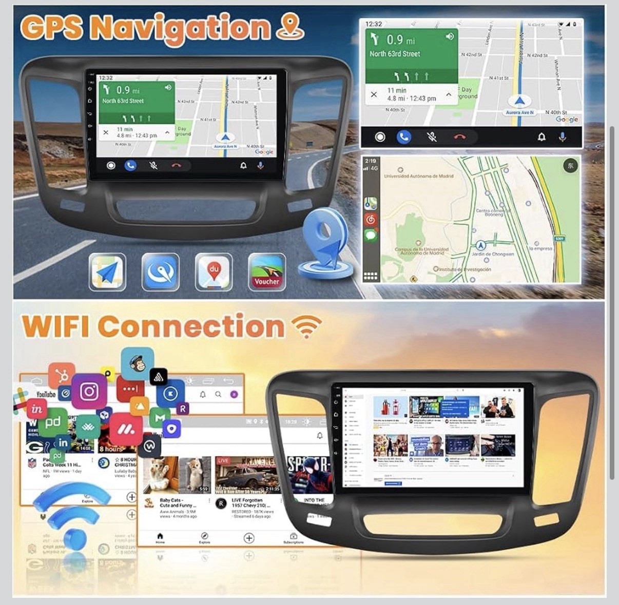 Carplay for Chrysler 200 200C 2015-2017 Android Auto Car Radio GPS Navi WIFI BT