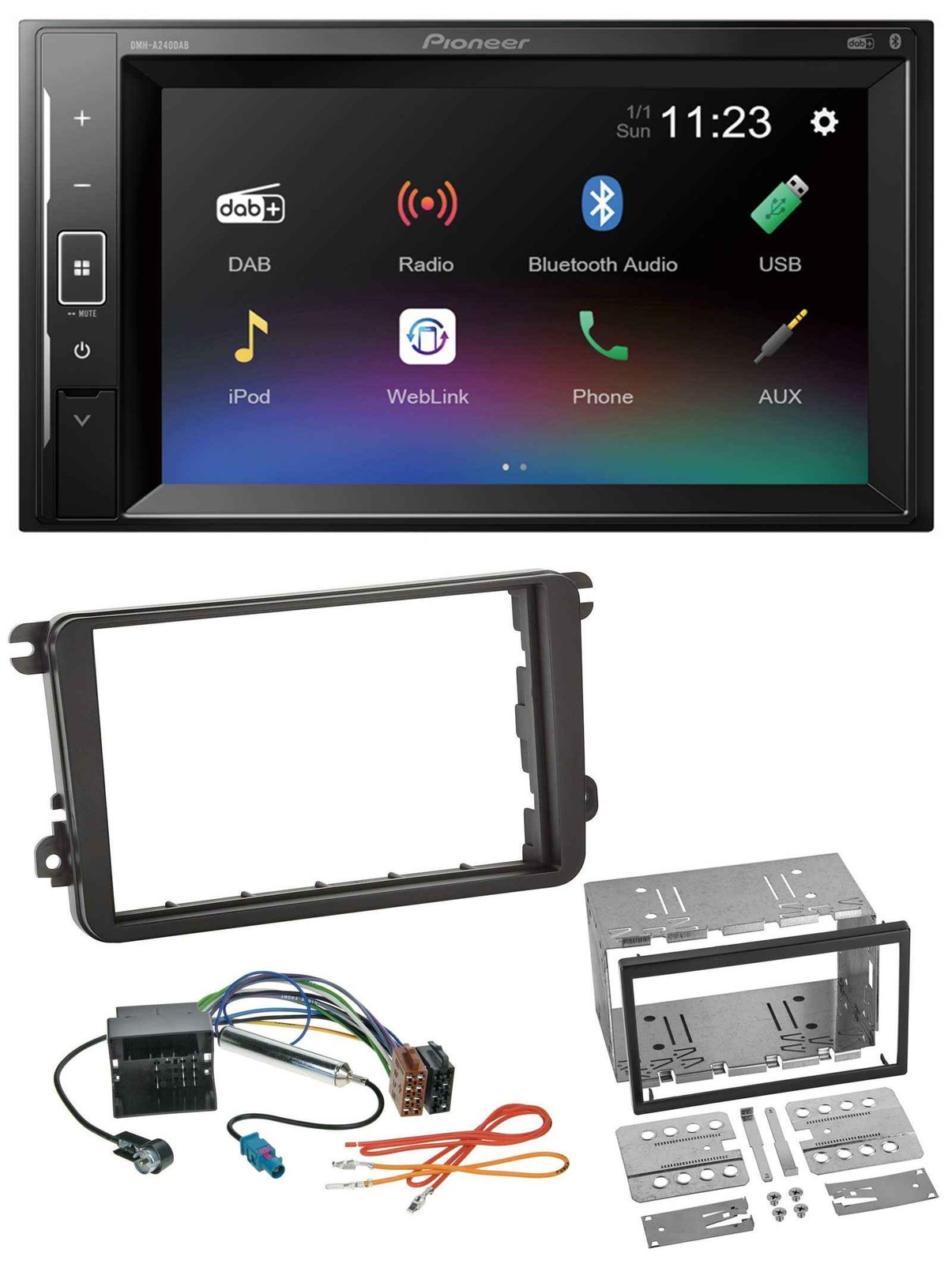 Pioneer DAB MP3 2DIN Bluetooth USB Car Stereo for VW Passat 05-14 Polo 09-14 Scir