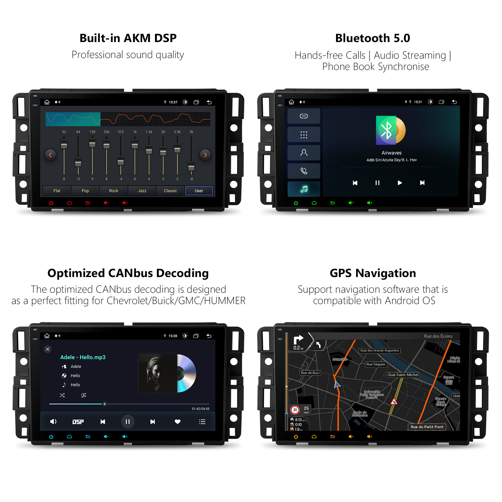 Android 14 8-Core 64GB Car Stereo GPS Radio 4G WIFI For Chevrolet GMC HUMMER H2