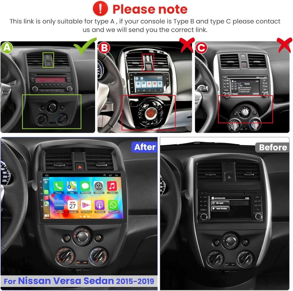 64G Car Stereo For 2015-2019 Nissan Versa SedanRadio Apple Carplay Android CAM